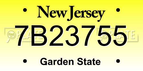 7B23755 New Jersey License Plate