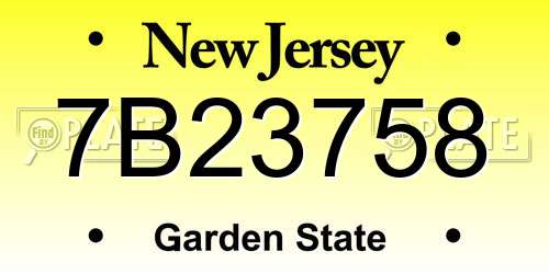 7B23758 New Jersey License Plate