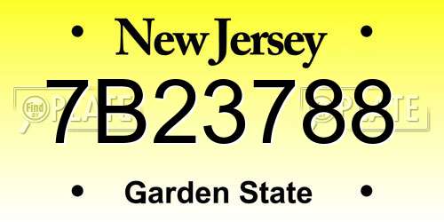 7B23788 New Jersey License Plate