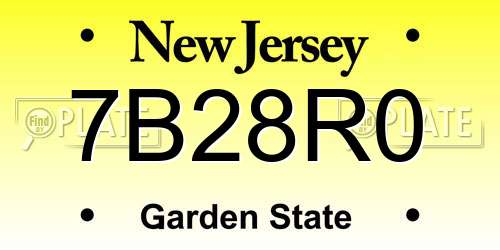 7B28R0 New Jersey License Plate