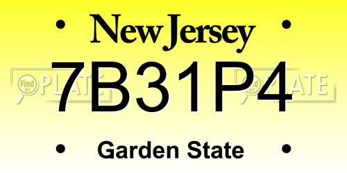 7B31P4 New Jersey License Plate