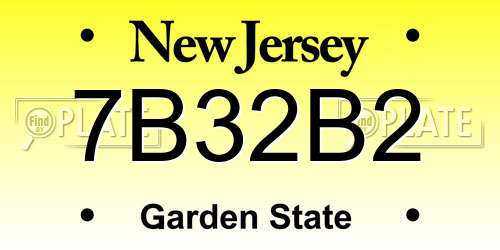 7B32B2 New Jersey License Plate
