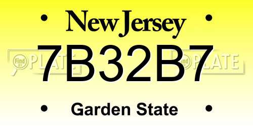 7B32B7 New Jersey License Plate