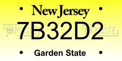 7B32D2 New Jersey License Plate
