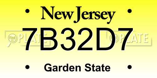7B32D7 New Jersey License Plate