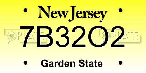 7B32O2 New Jersey License Plate