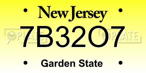 7B32O7 New Jersey License Plate