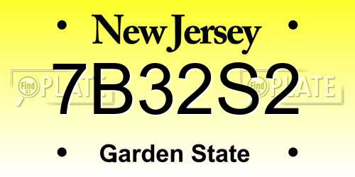 7B32S2 New Jersey License Plate