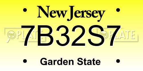 7B32S7 New Jersey License Plate