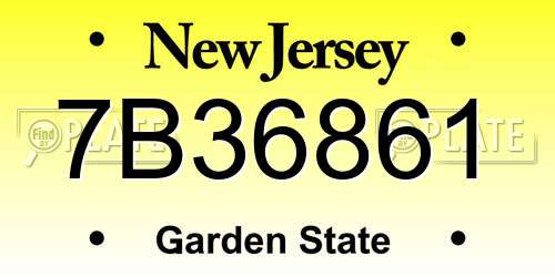 7B36861 New Jersey License Plate
