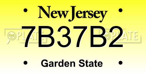 7B37B2 New Jersey License Plate