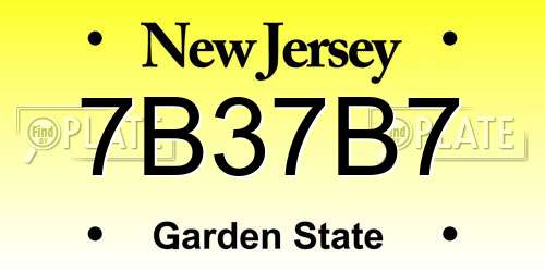7B37B7 New Jersey License Plate