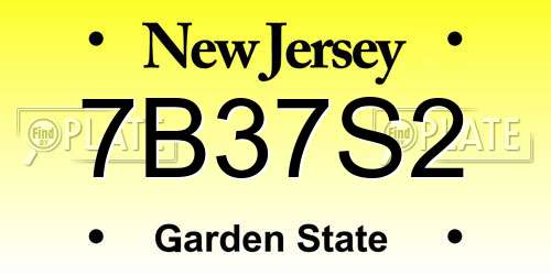 7B37S2 New Jersey License Plate