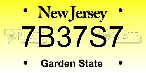 7B37S7 New Jersey License Plate