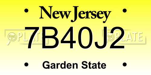7B40J2 New Jersey License Plate
