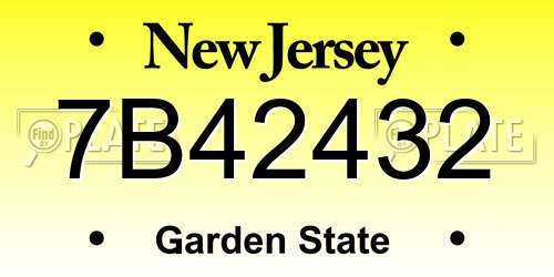 7B42432 New Jersey License Plate