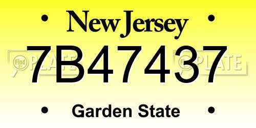 7B47437 New Jersey License Plate