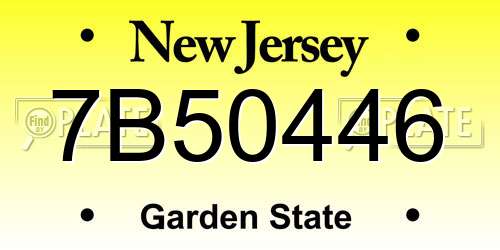 7B50446 New Jersey License Plate