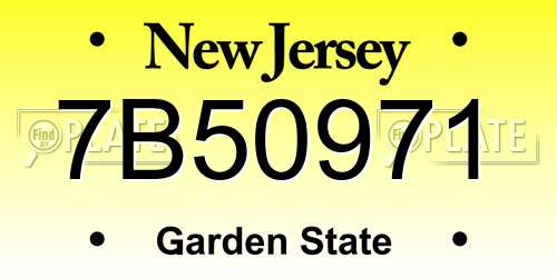 7B50971 New Jersey License Plate