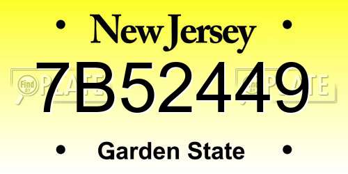 7B52449 New Jersey License Plate