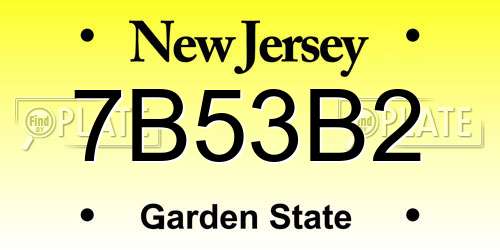 7B53B2 New Jersey License Plate