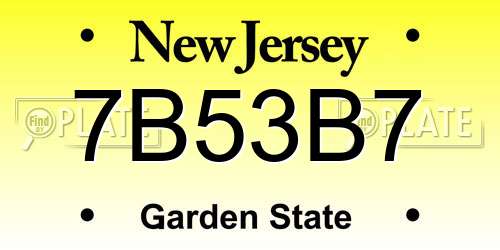 7B53B7 New Jersey License Plate
