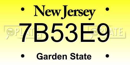 7B53E9 New Jersey License Plate