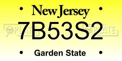 7B53S2 New Jersey License Plate