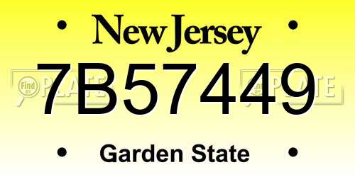 7B57449 New Jersey License Plate