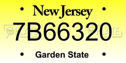 7B66320 New Jersey License Plate
