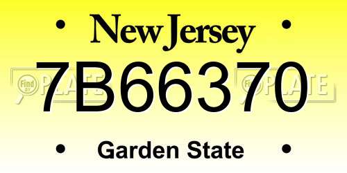 7B66370 New Jersey License Plate