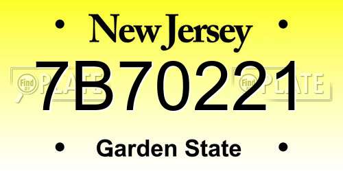 7B70221 New Jersey License Plate