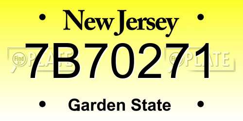 7B70271 New Jersey License Plate