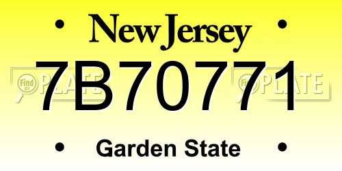 7B70771 New Jersey License Plate