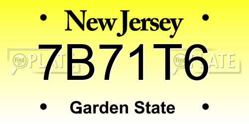 7B71T6 New Jersey License Plate