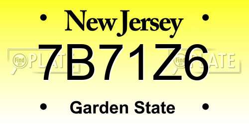 7B71Z6 New Jersey License Plate