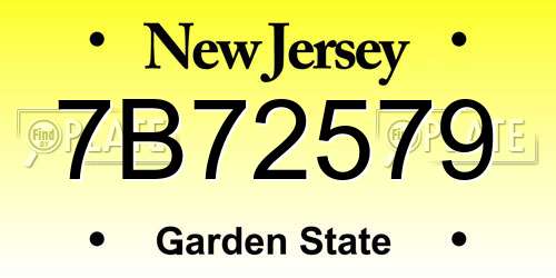 7B72579 New Jersey License Plate
