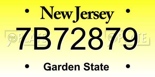 7B72879 New Jersey License Plate