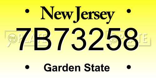 7B73258 New Jersey License Plate