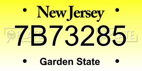7B73285 New Jersey License Plate