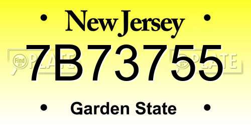7B73755 New Jersey License Plate