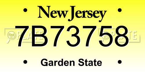 7B73758 New Jersey License Plate