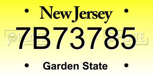7B73785 New Jersey License Plate