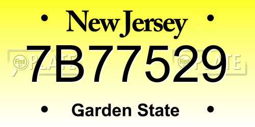 7B77529 New Jersey License Plate