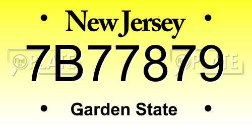 7B77879 New Jersey License Plate