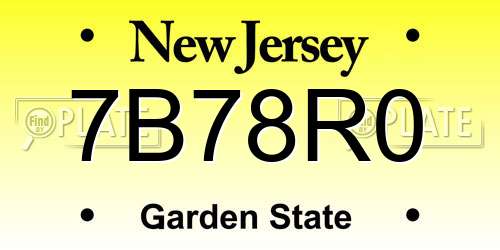 7B78R0 New Jersey License Plate