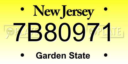 7B80971 New Jersey License Plate