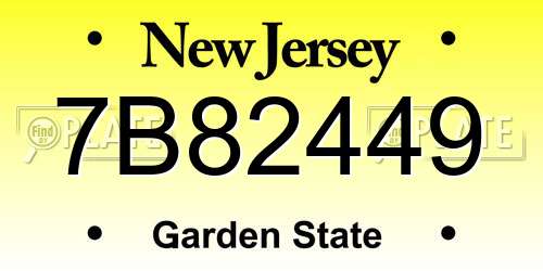 7B82449 New Jersey License Plate