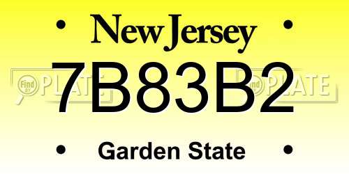 7B83B2 New Jersey License Plate