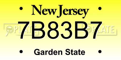 7B83B7 New Jersey License Plate